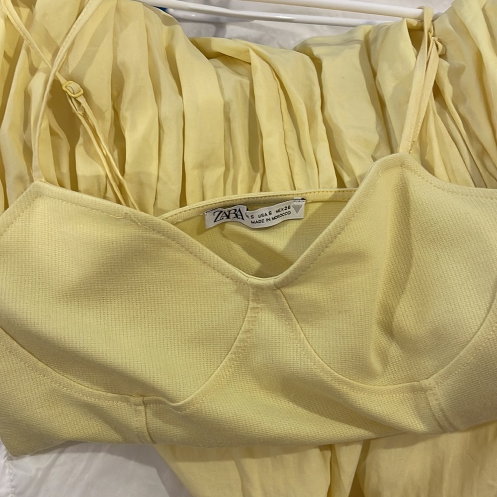 Zara Combination Poplin Corset Maxi Dress Yellow Size S - Picture 7 of 7